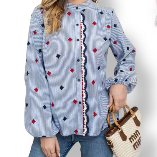 Camisa raya bordado