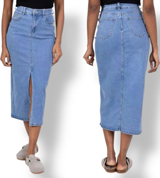 FALDA MIDI DENIM